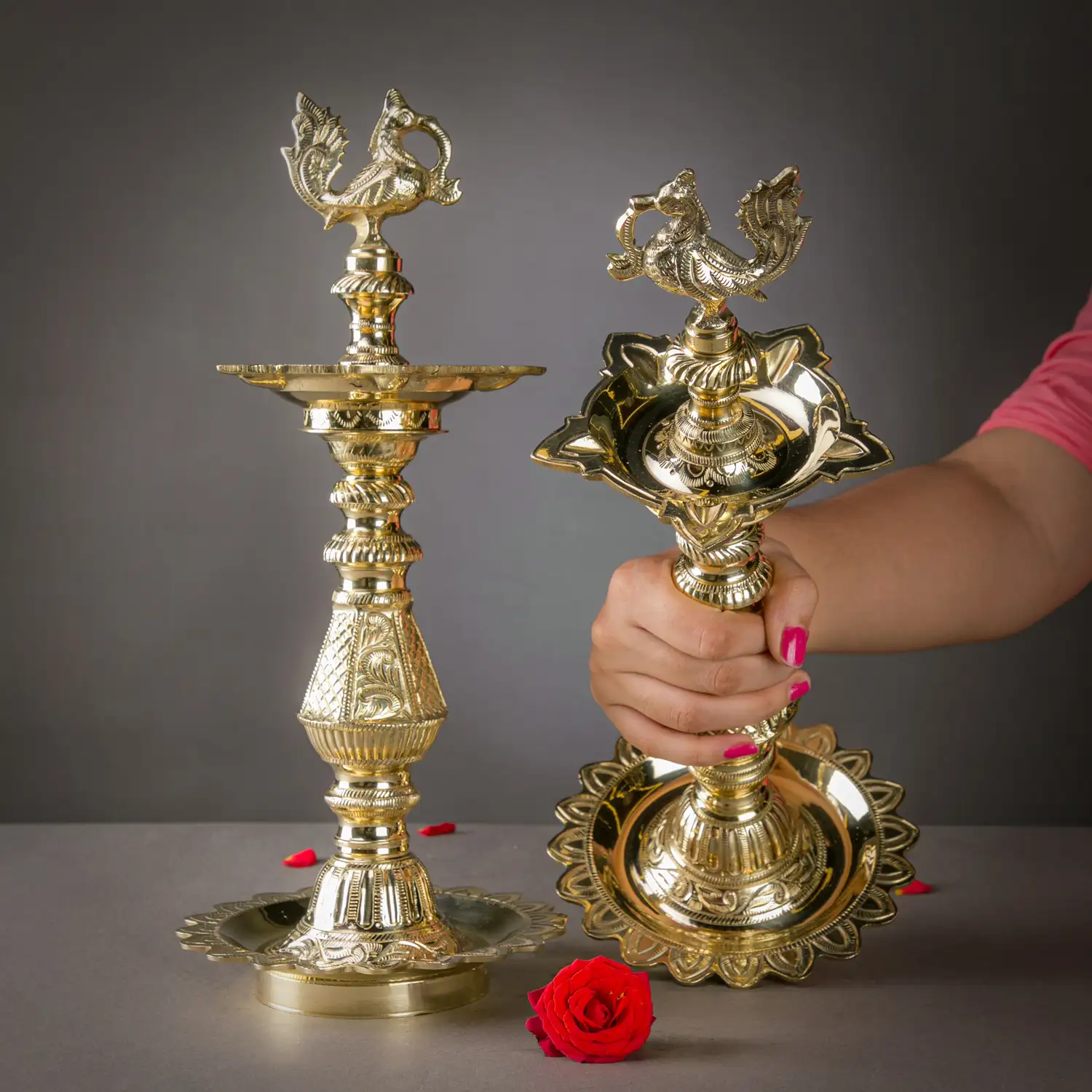 15 inches brass annam pattai Nachiyarkovil kuthu vilakku - secondary
