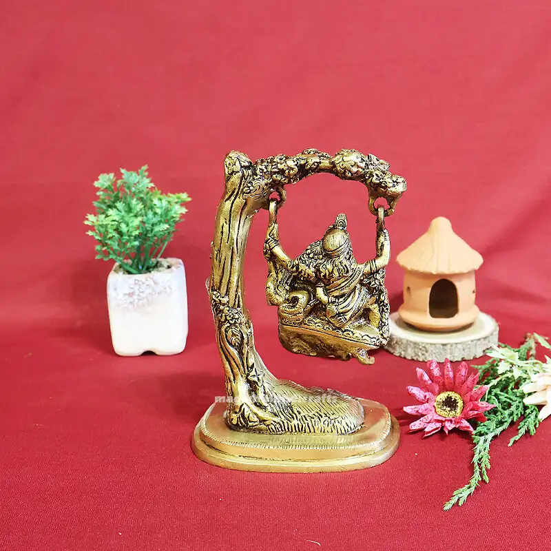 7 inches Brass swing Radha Krishna idol SC - image 3