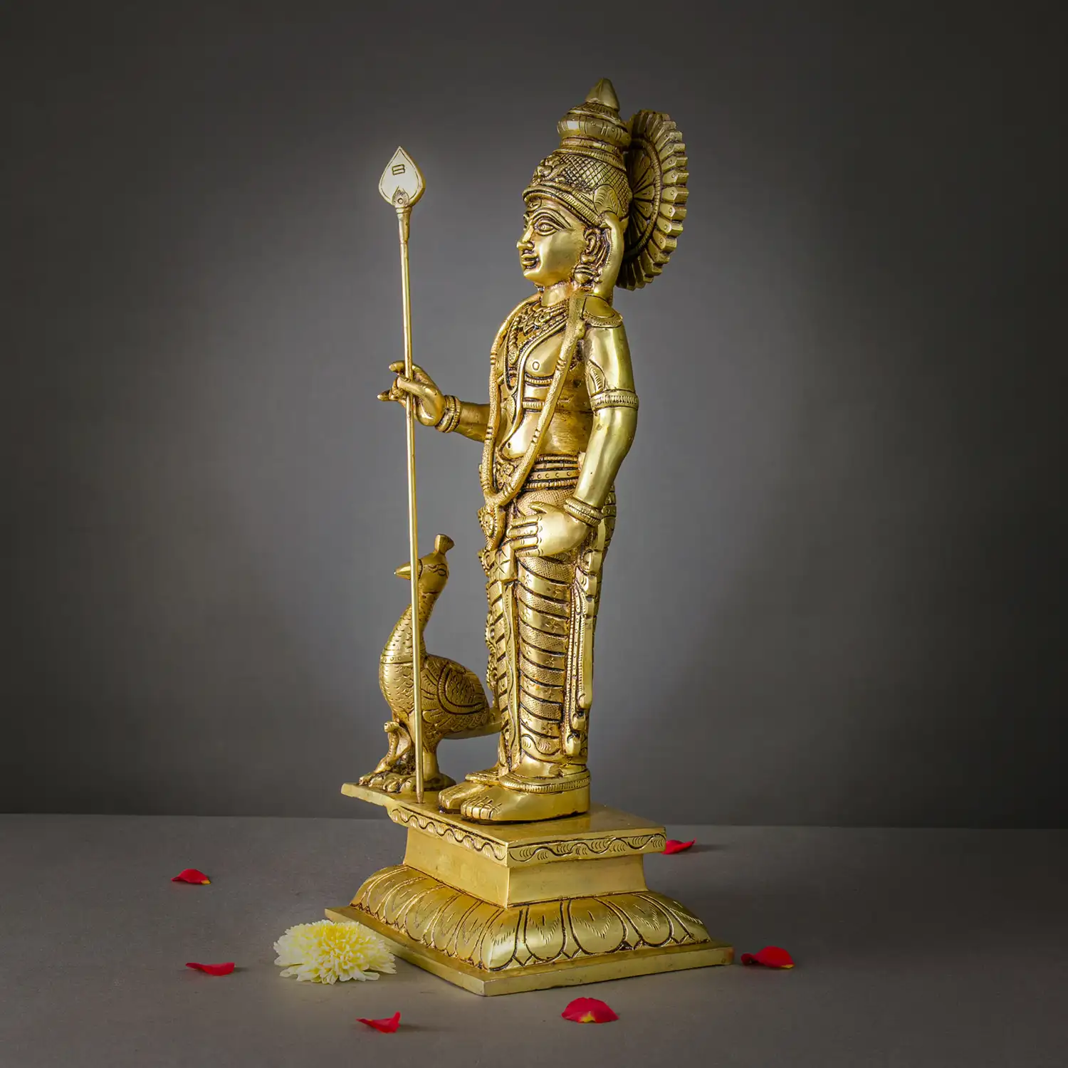 16 inches Brass Standing Murugan with Vel idol - image 3