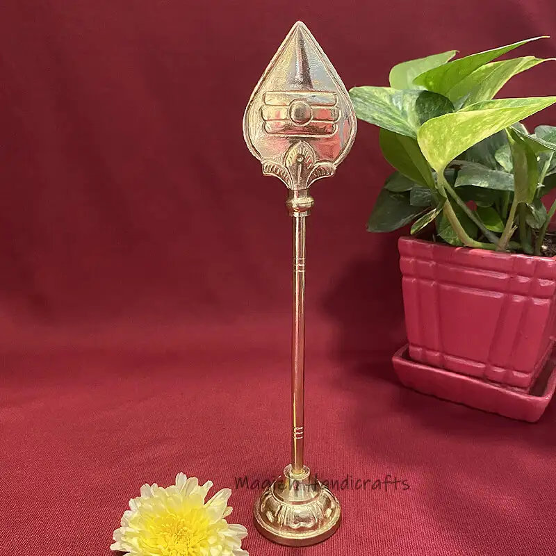 9 inches Brass Murugan Vel with base