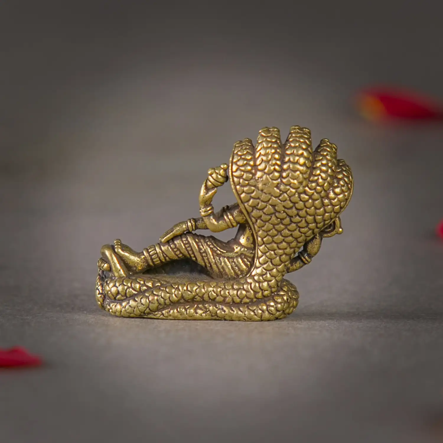 1 inch miniature lord Vishnu on Adishesha idol - image 3