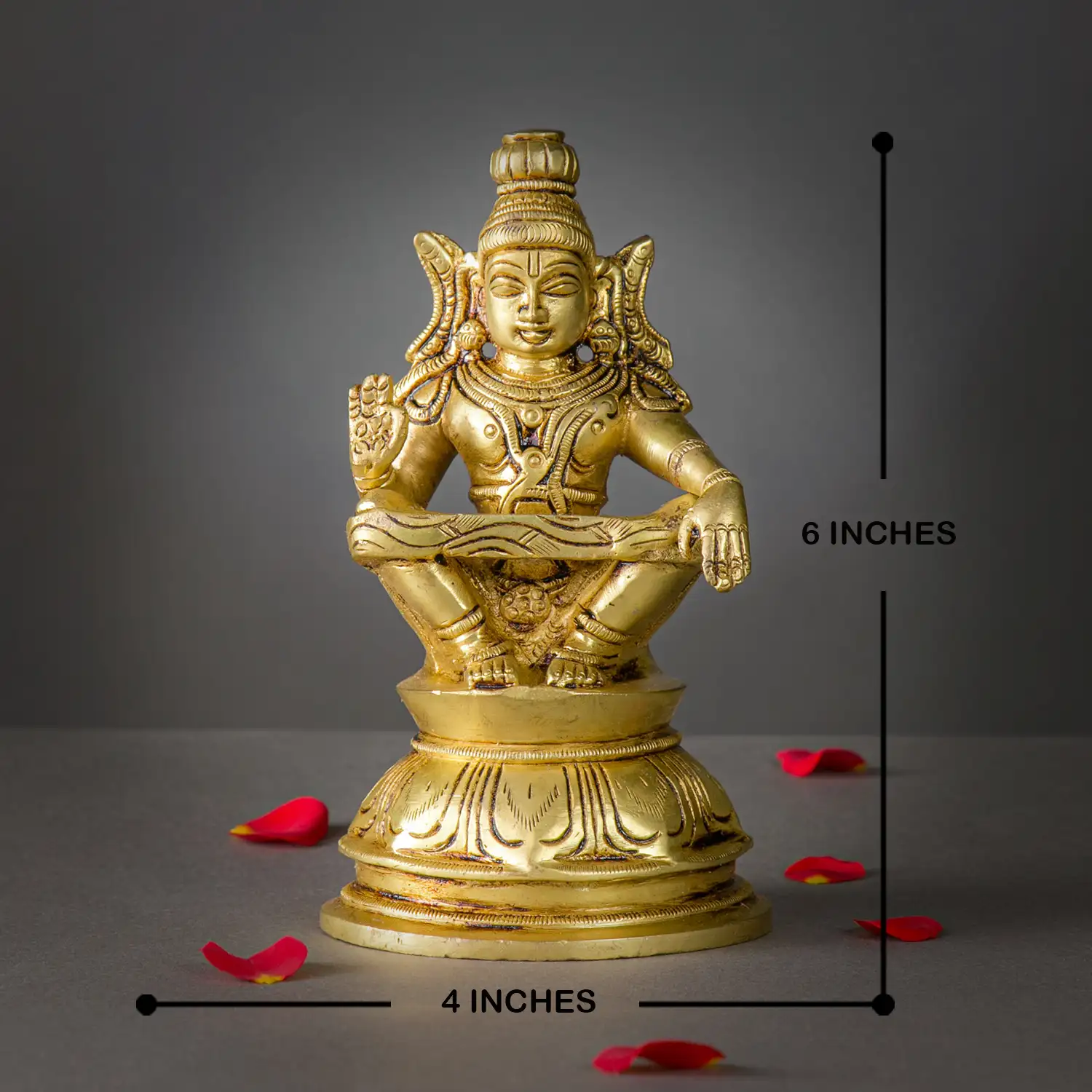 6 inch Brass Ayyappan Swamy Idol - image 5