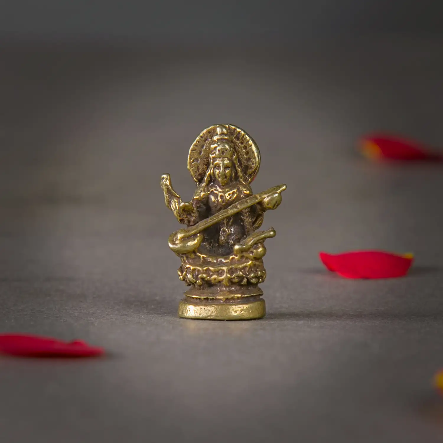 1 inch Brass sitting miniature Saraswathi idol