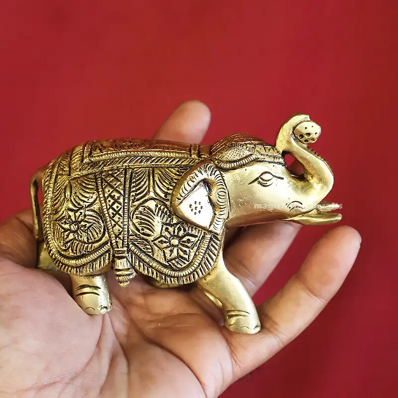 Brass Elephant pair idol 3 inches