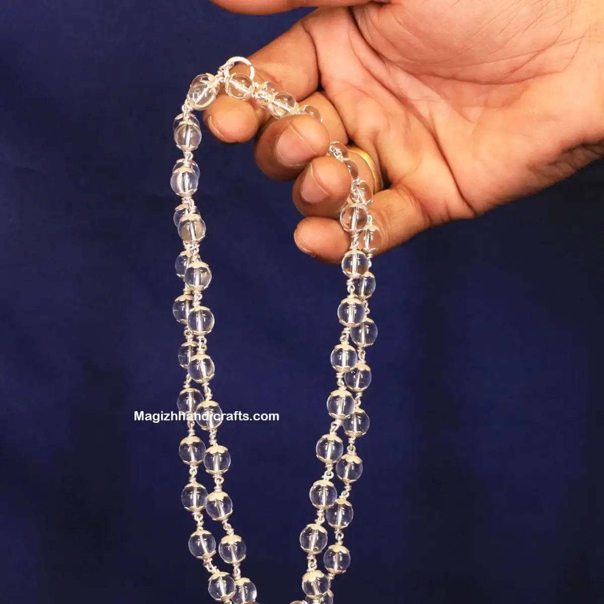 8mm Spadigam malai with Silver cup 54 beads