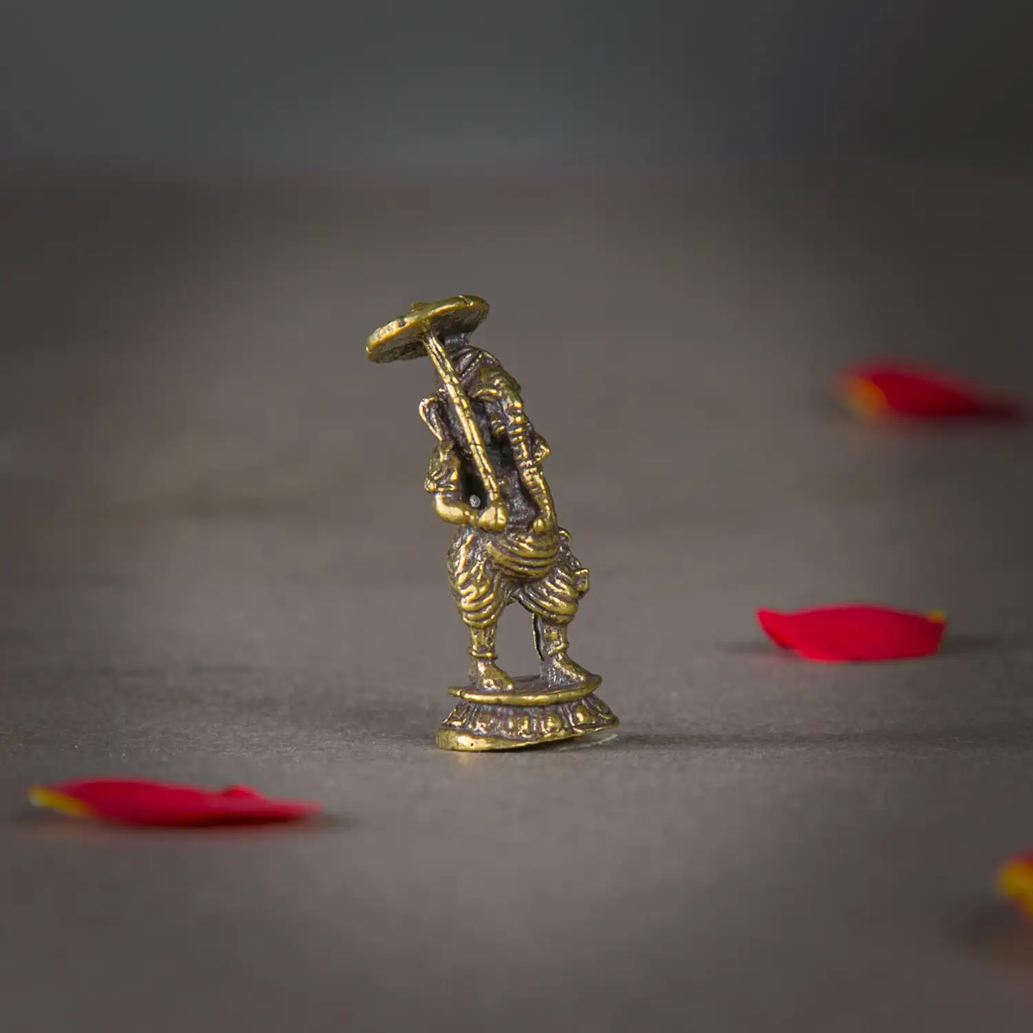 1 inch Brass mini standing umbrella Ganesha idol - secondary
