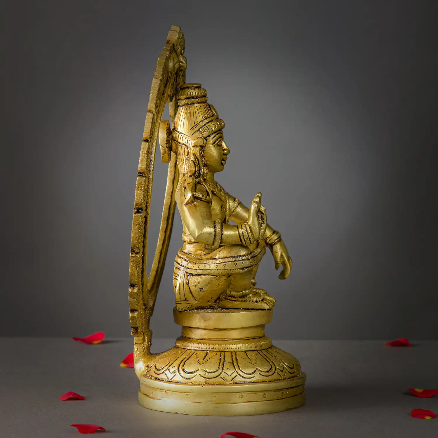 9.5 inch Brass Ayyappan Swamy Idol with Kirtimukha Arch - image 2