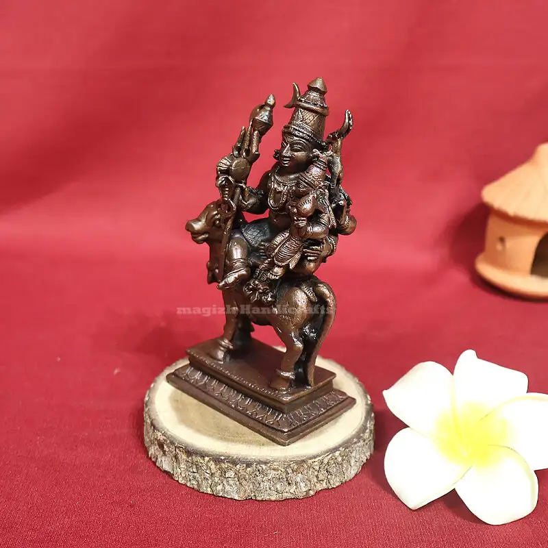 Copper Lord Siva with Parvathi - 4.5 inches - image 3
