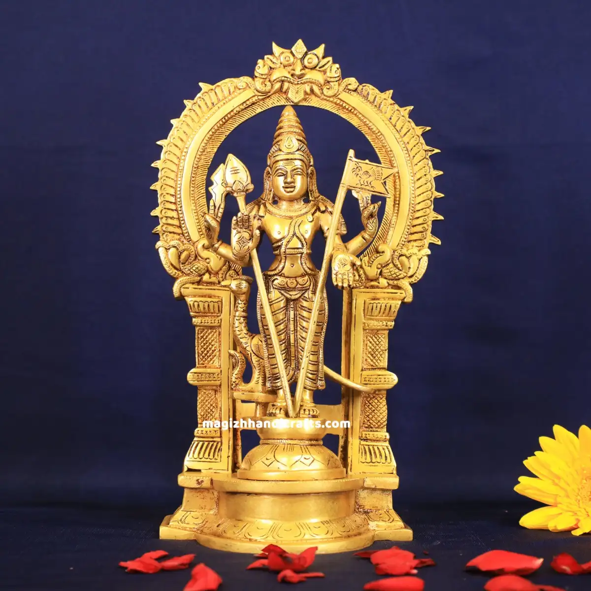 Brass Murugan with Thiruvachi Vel and Kodi idol - 16 inches