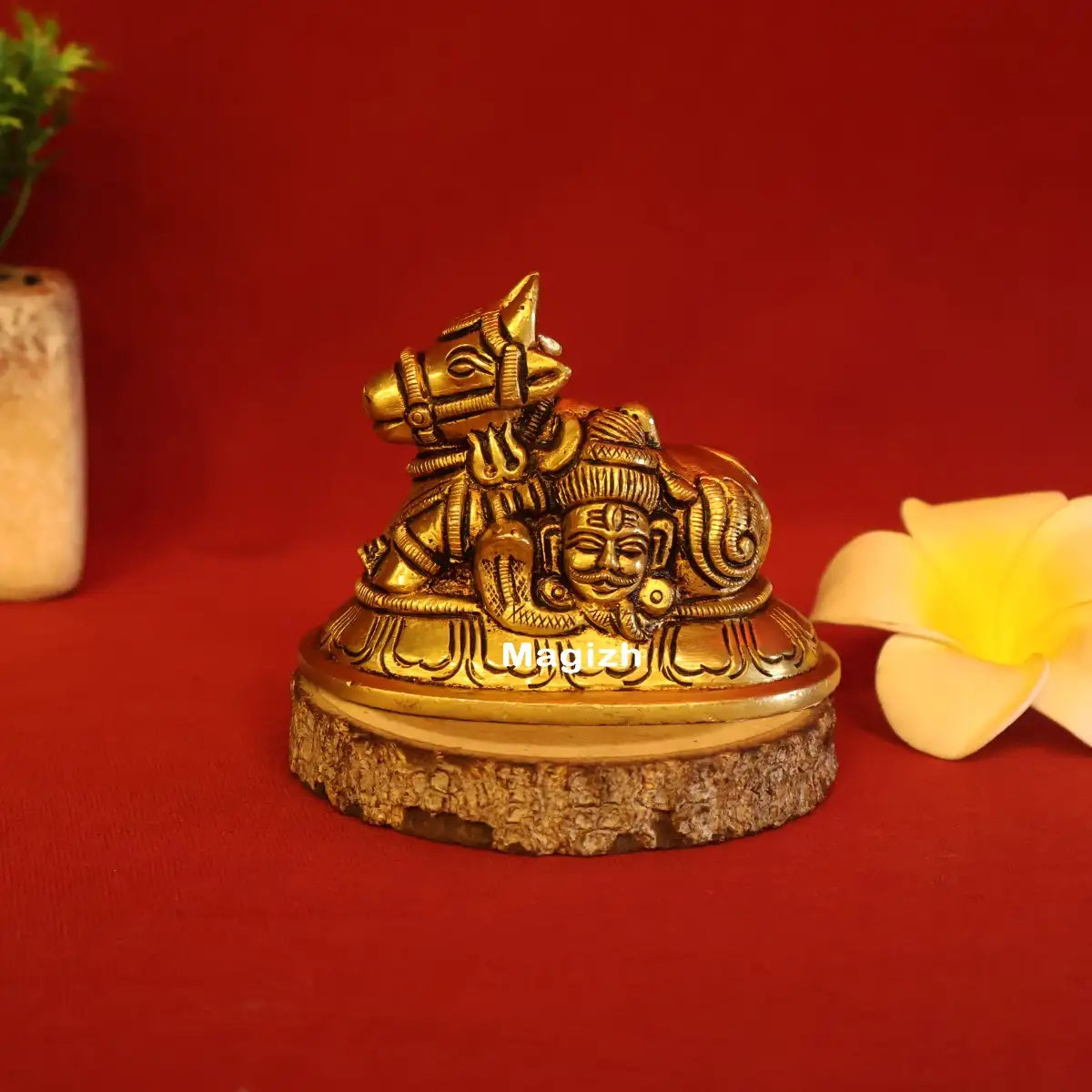Brass Shiva and Parvathi Nandhi 2.5 inches - secondary