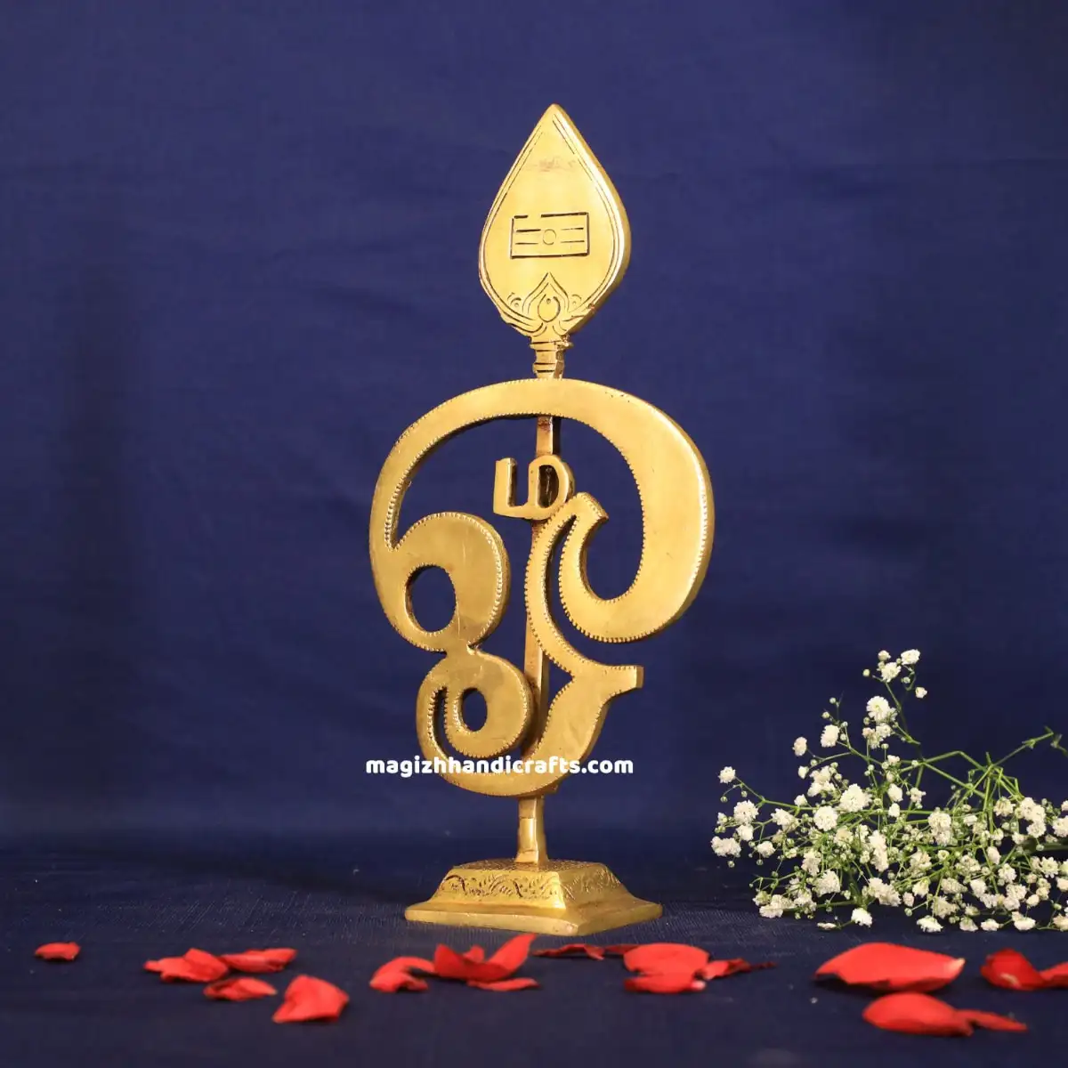 Brass Tamil Om with Vel 10.5 inches