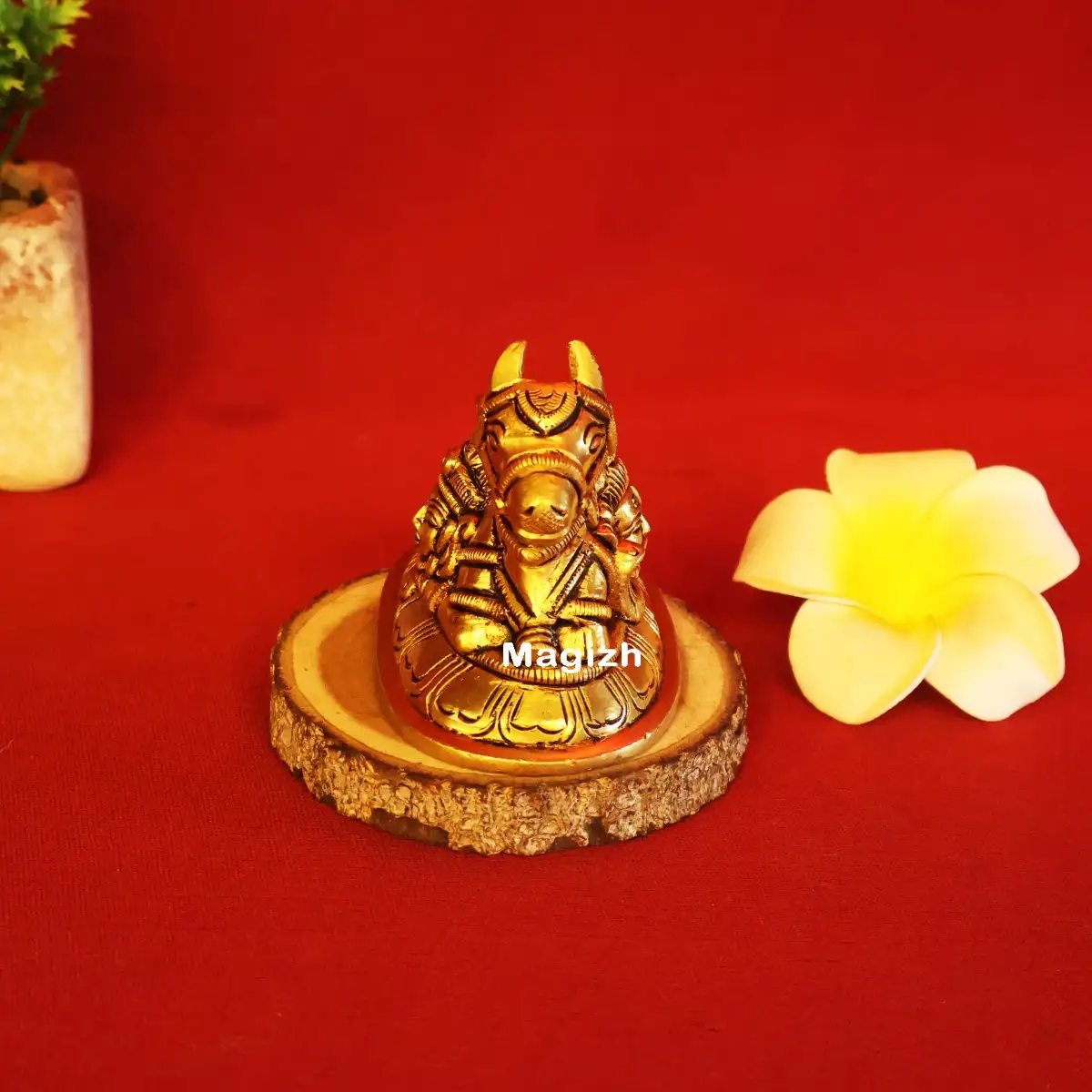 Brass Shiva and Parvathi Nandhi 2.5 inches - image 3