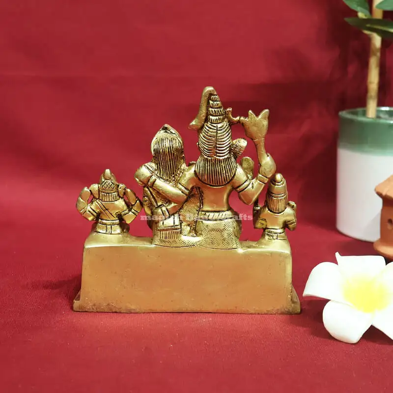 4.5 inches Brass Lord Shiva family set statue - image 3