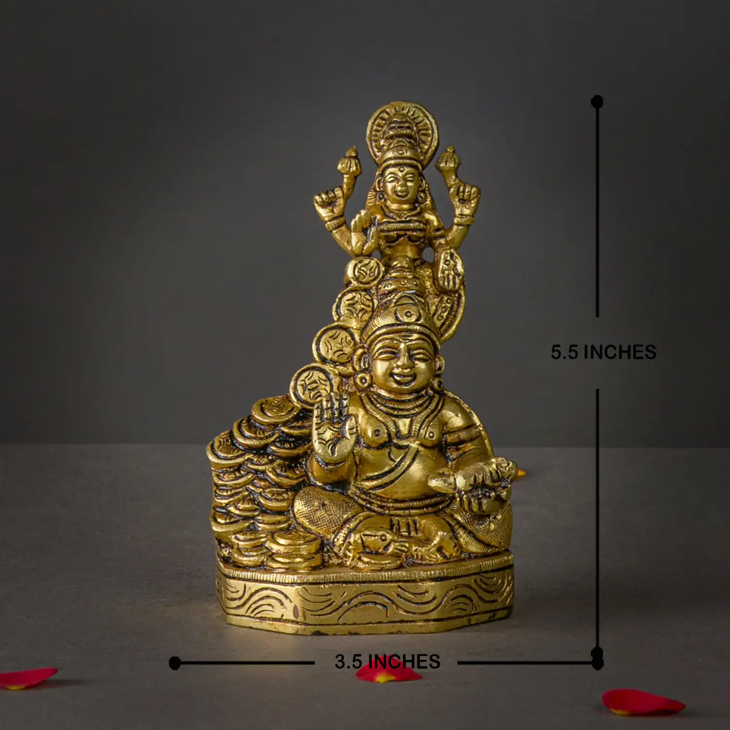 5.5 inches Brass Kuber Lakshmi with coins idol - image 5