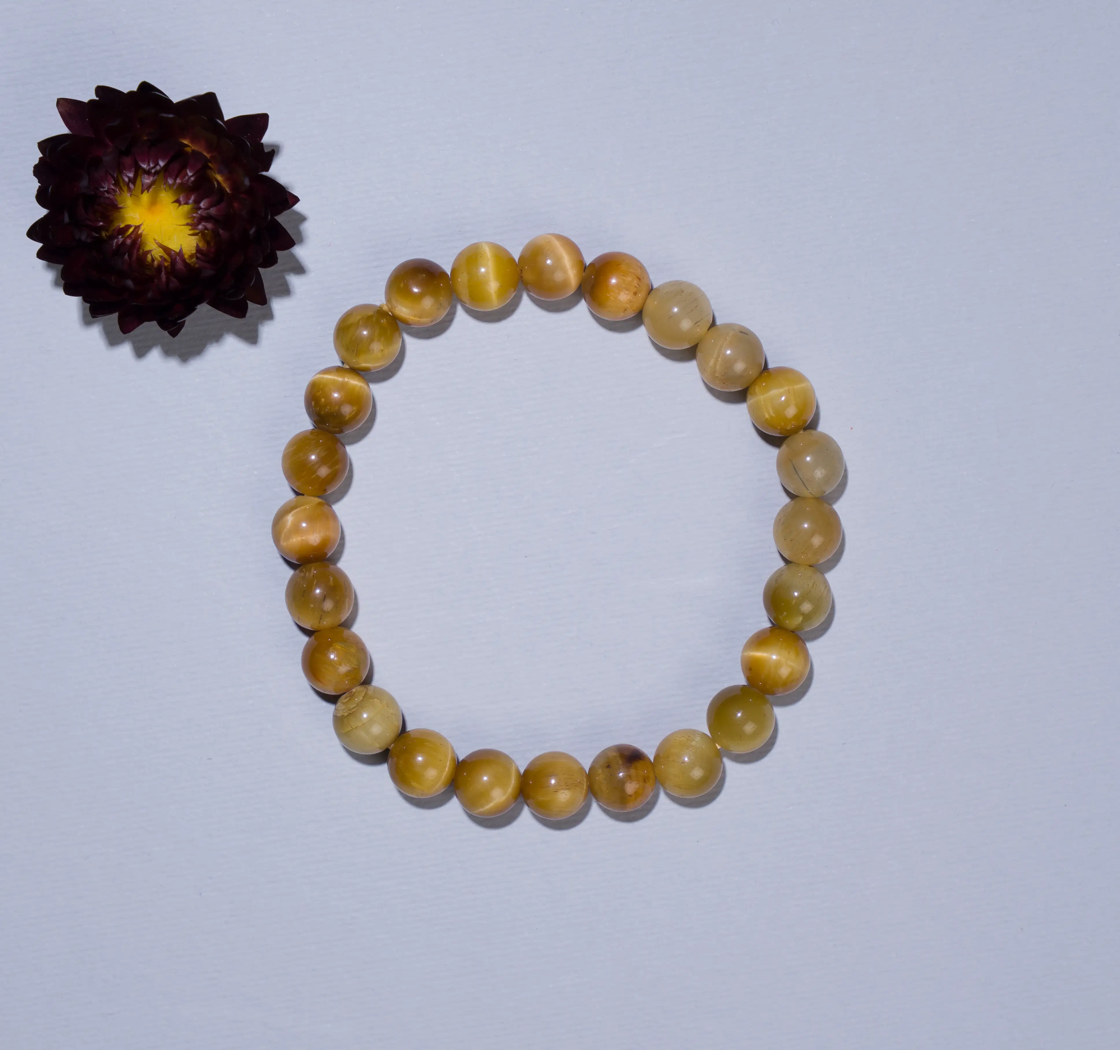 8mm Yellow Cat eye Crystal Bracelet - secondary