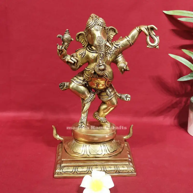 11 inches brass Standing Dancing Ganesha idol SC