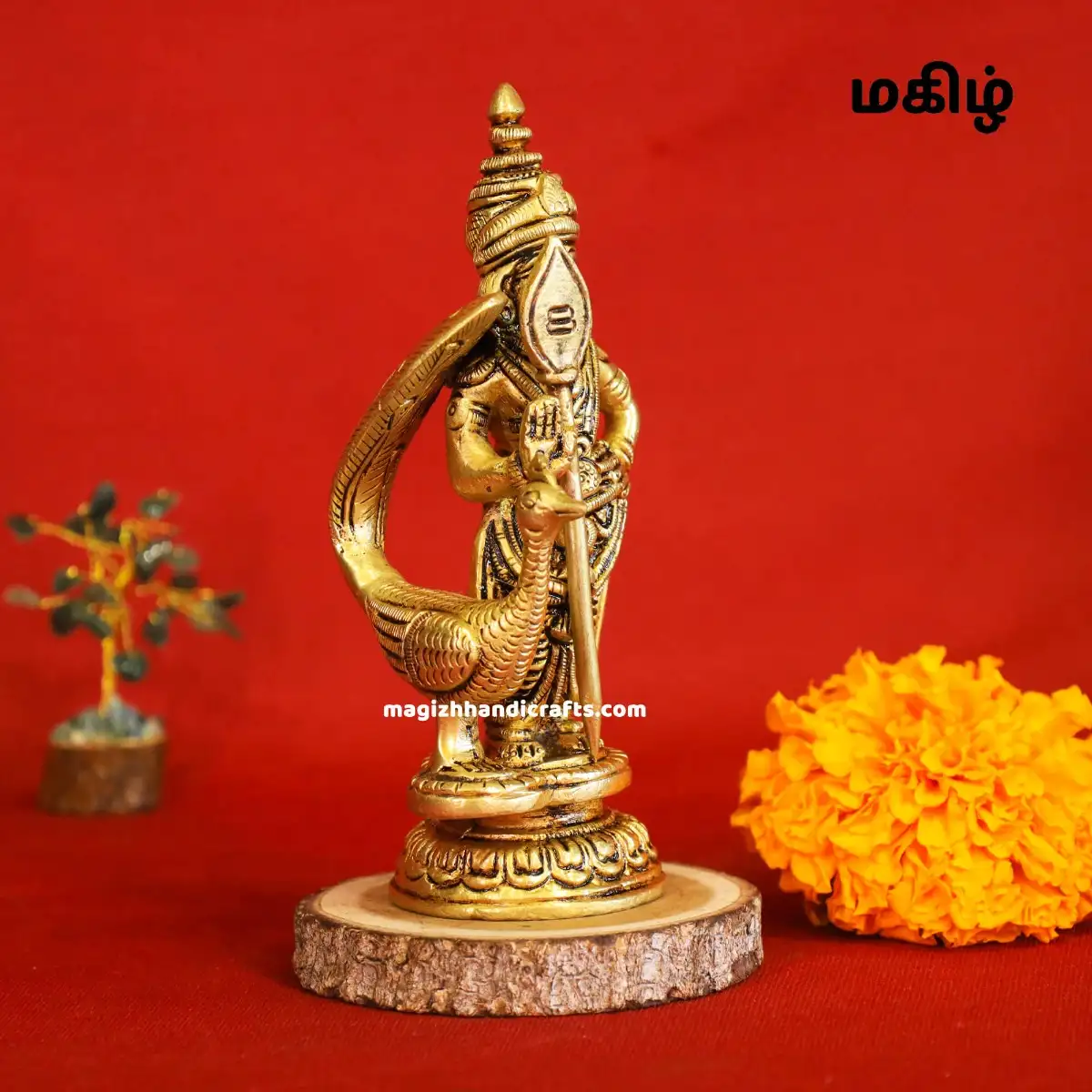 Brass Standing Murugan Vel Mayil 6 inches - image 3