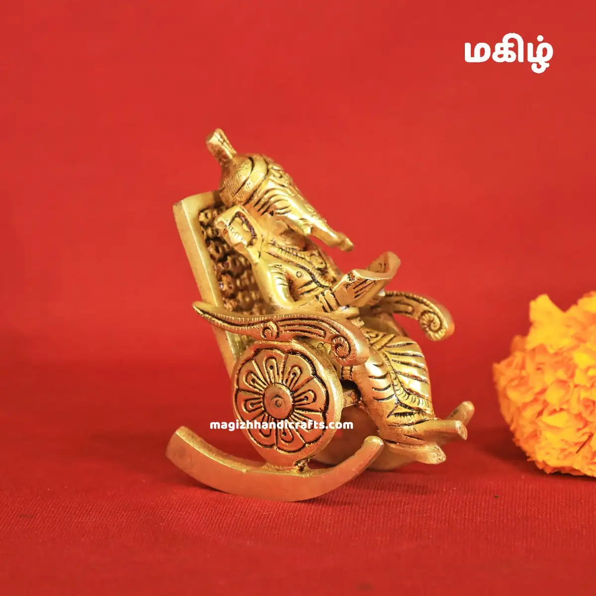 Brass Chair Ganesha reading book - 4.5 inches