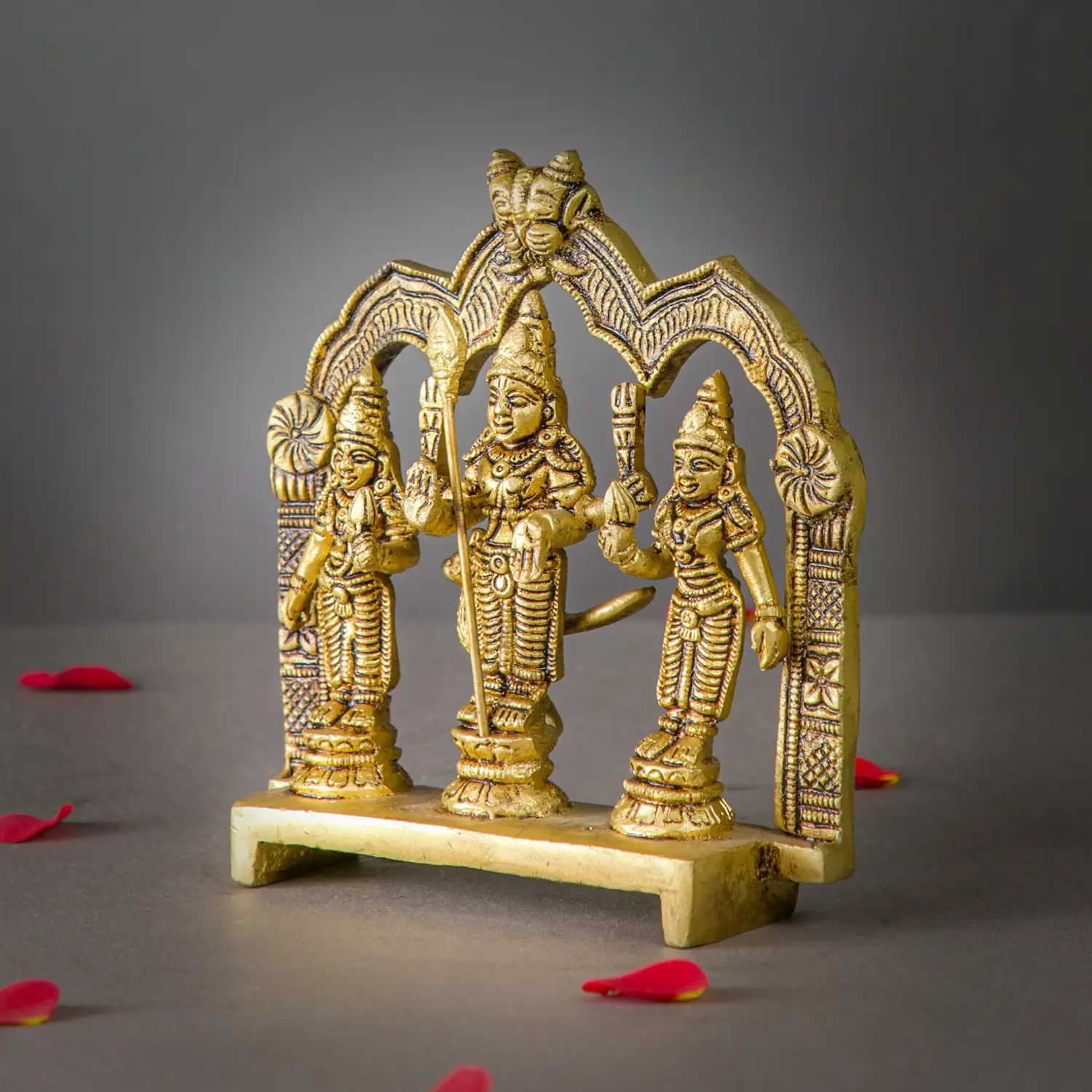 5.5 inches Brass Murugan Valli Deivanai frame idol - image 3
