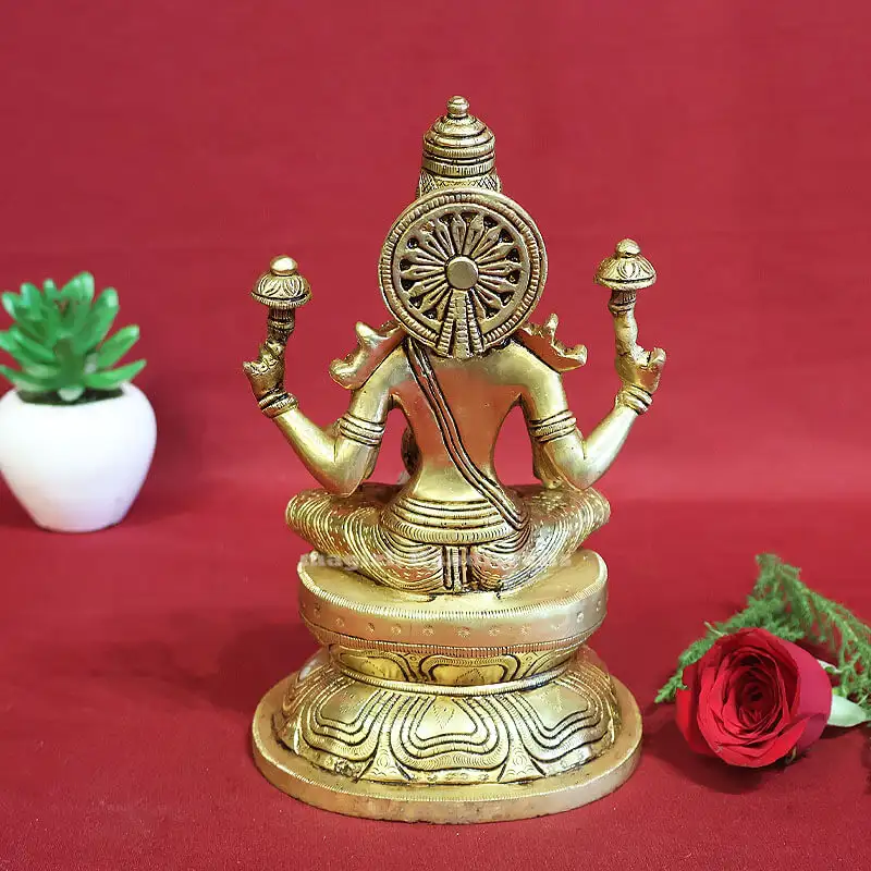 8 inches Brass Dhana Lakshmi idol Oval base - image 3