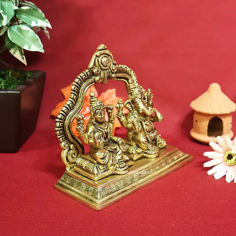 Brass Ganesha and Lakshmi idol 5.5 inches - secondary