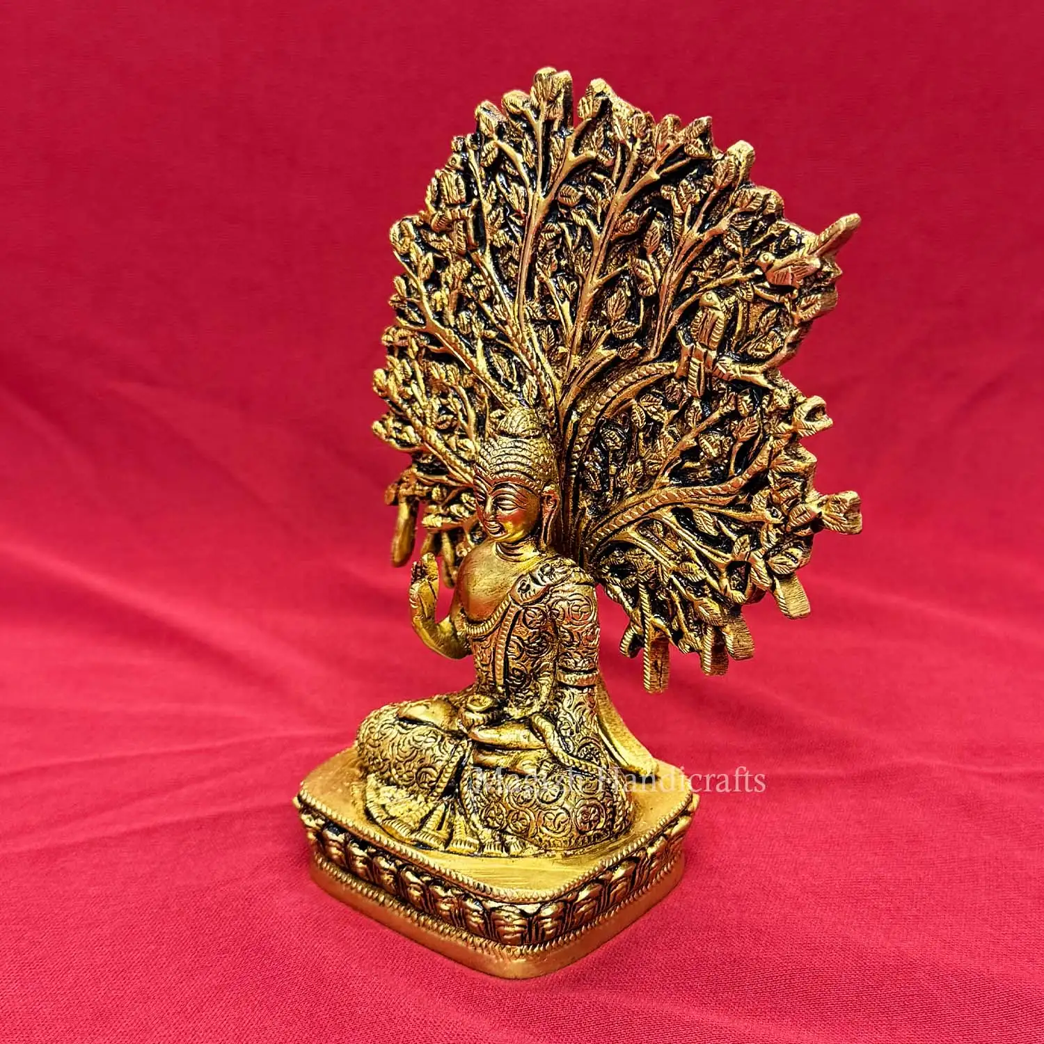 6 inches Brass Buddha with tree Idol - image 3