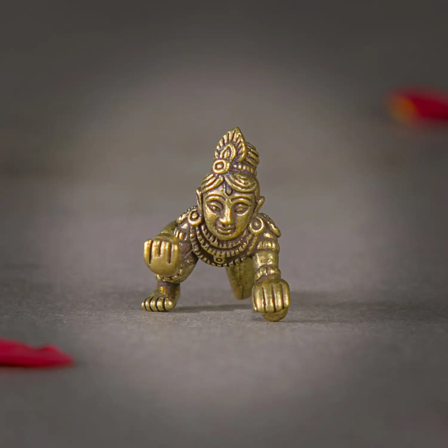 1 inch Brass miniature Crawling Baby Krishna idol - image 3