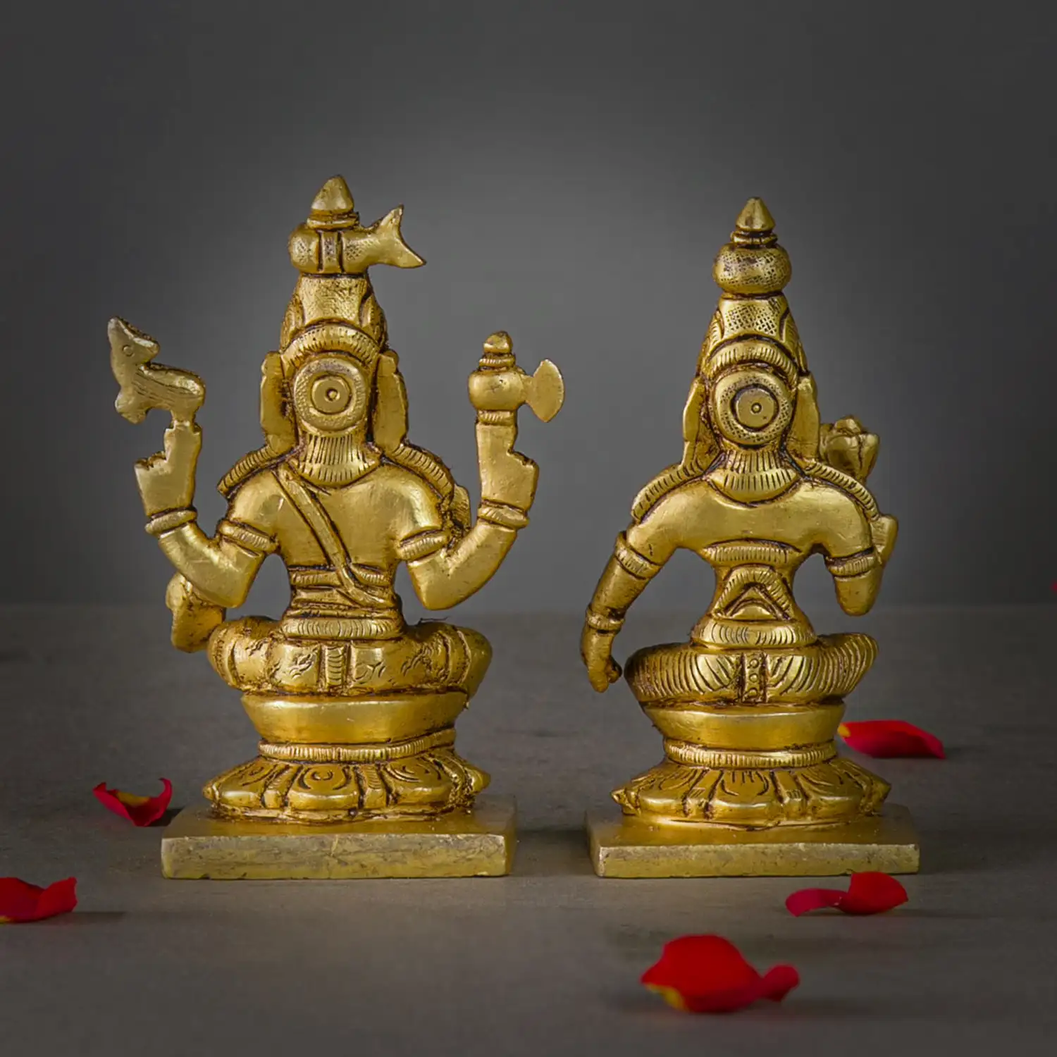 4 inches God Shiva and Goddess Parvathi sitting Separate brass idol - image 4