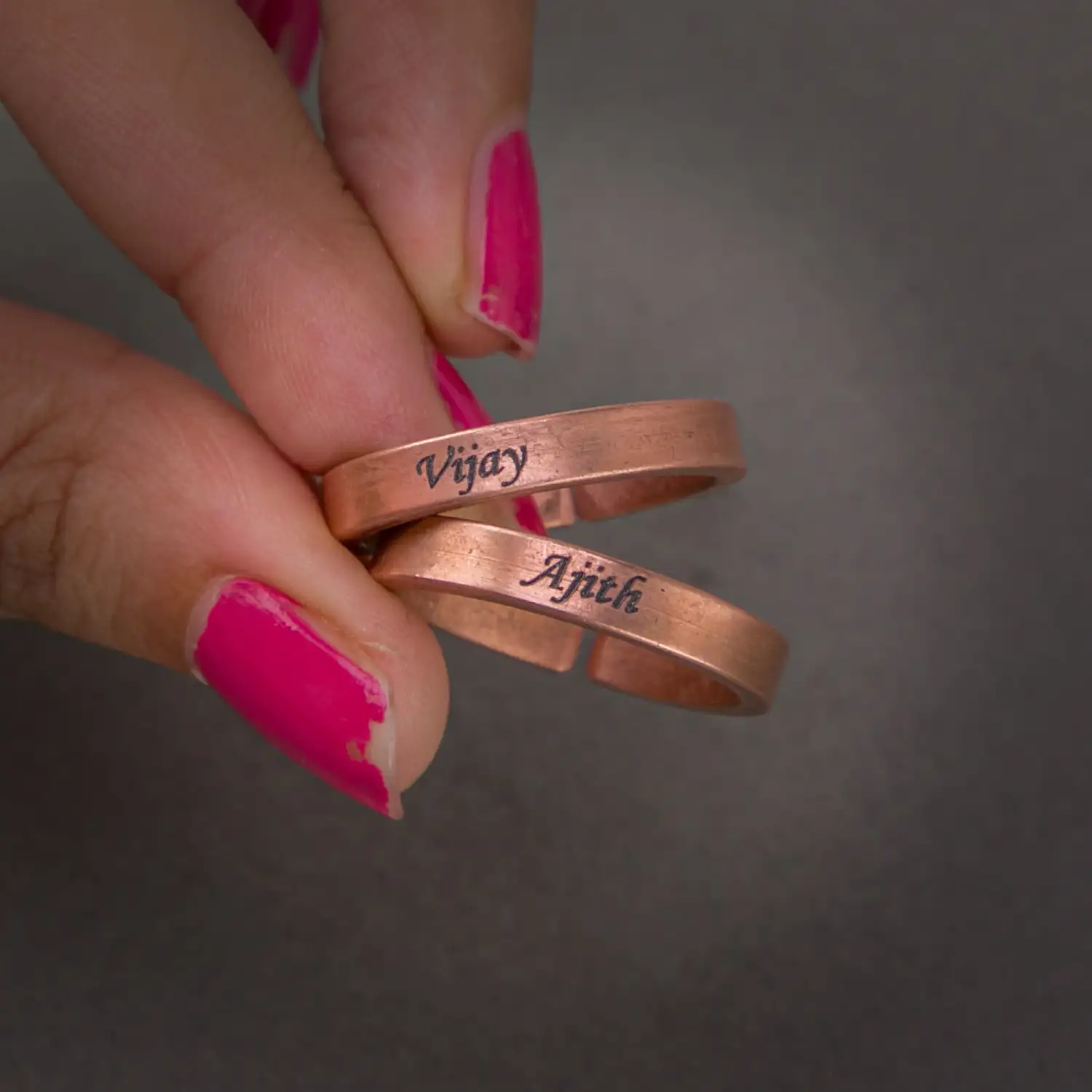 Pure Copper Finger Ring for women and men with customised name on it. - secondary