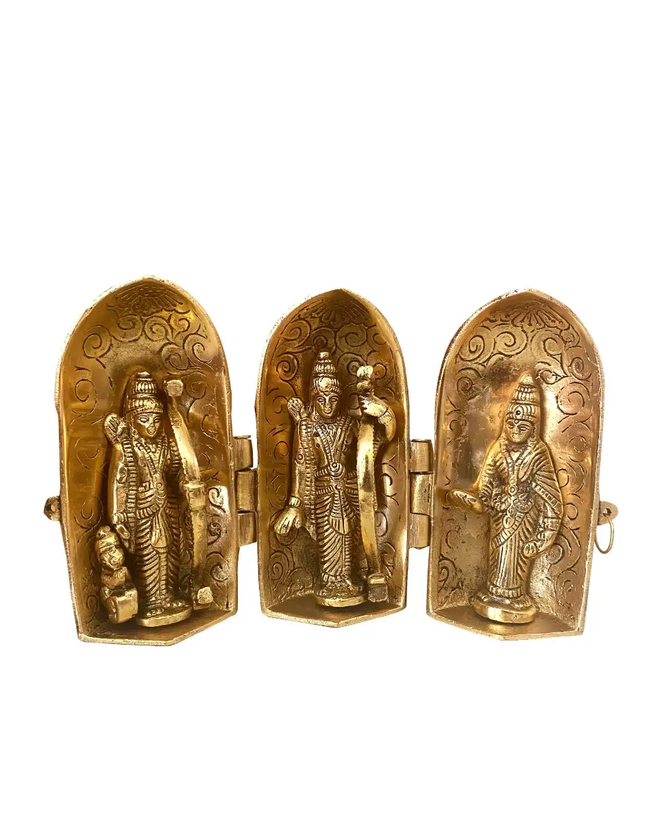 Aluminium gold brass Rama lakshman seetha Hanuman darbar statue - image 7