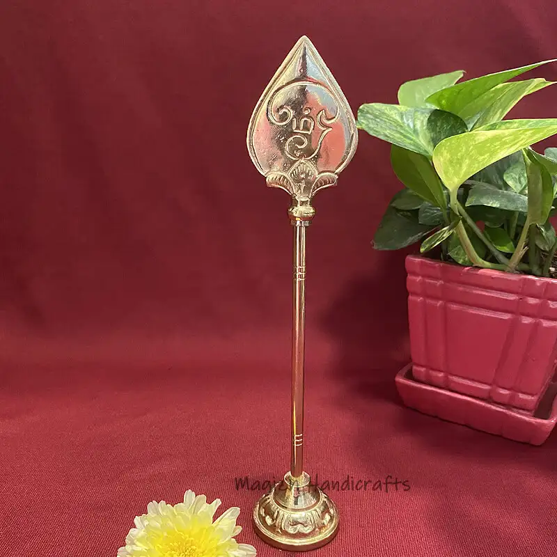 9 inches Brass Murugan Vel with base - secondary