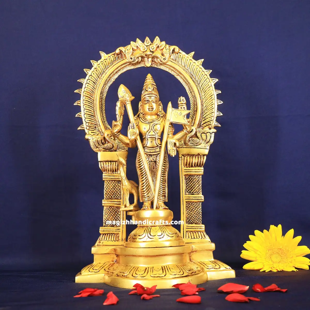 Brass Murugan with Thiruvachi Vel and Kodi idol - 12 inches
