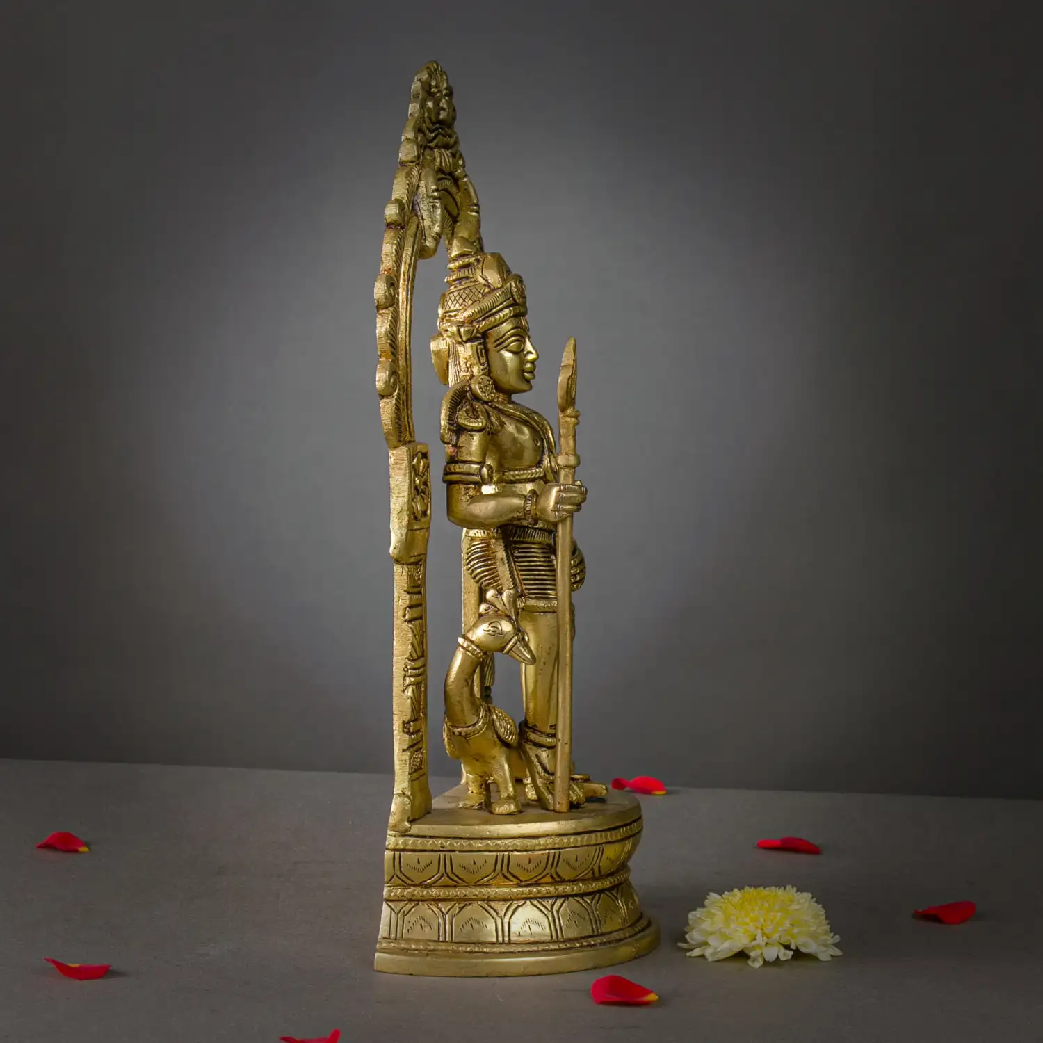 12 inches Thiruvachi Brass Palani Murugan with vel - secondary