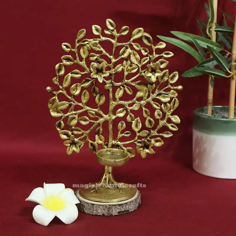 8.5 inches table top Brass karpaga vriksham tree with Lamp holder