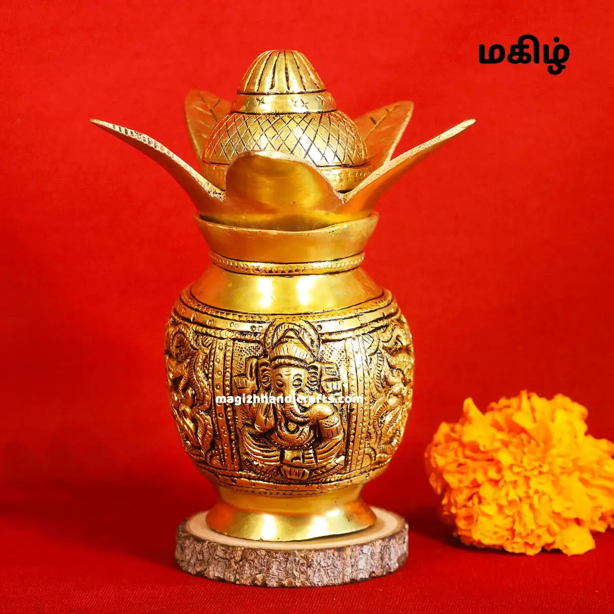 Brass Lakshmi Ganesha Kalasam - 6 inches - image 4