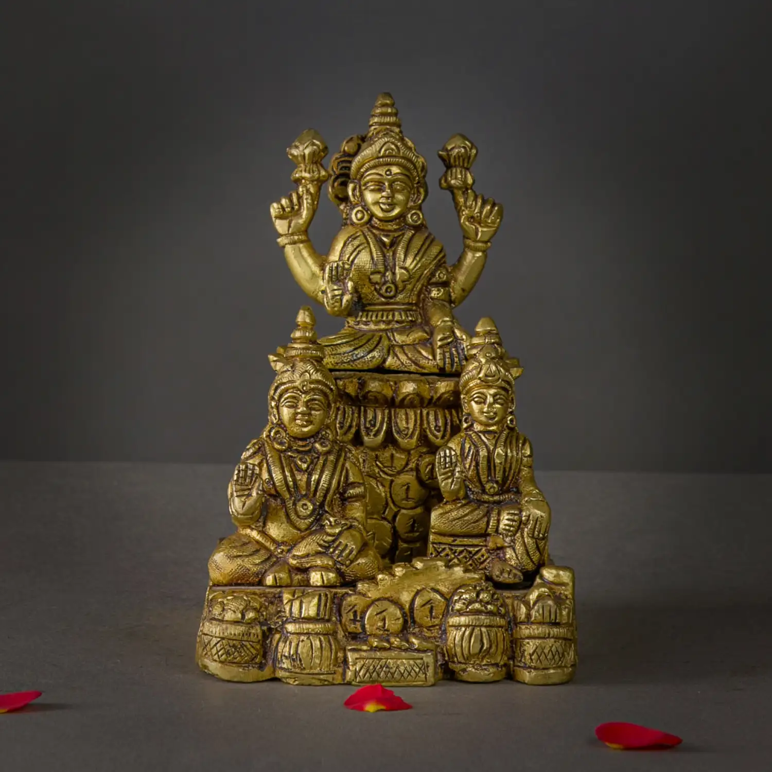 Brass Lakshmi Kuber and Goddess Chithirini Idol – 6 Inches