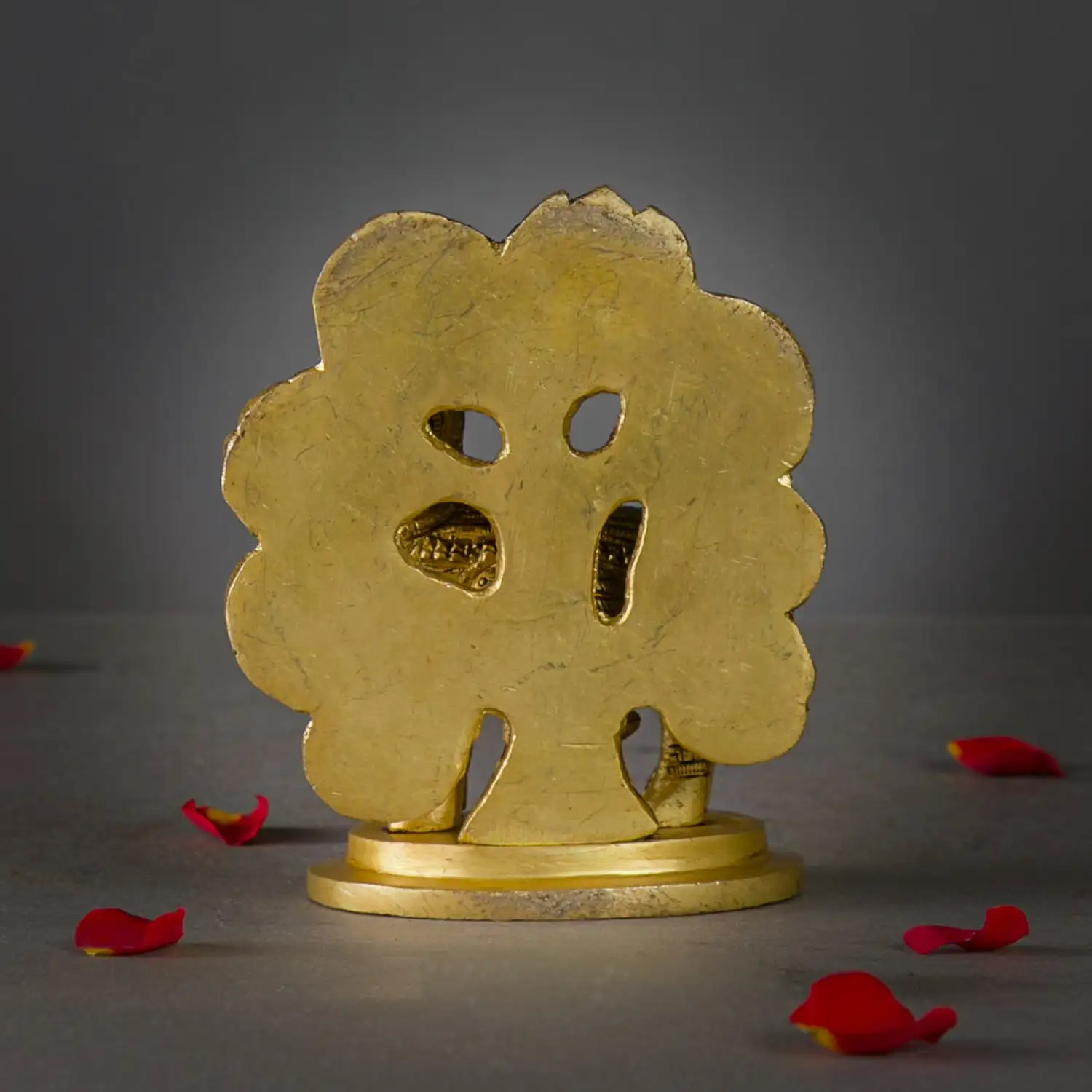 4 inches brass kamadenu with Tree idol - image 4