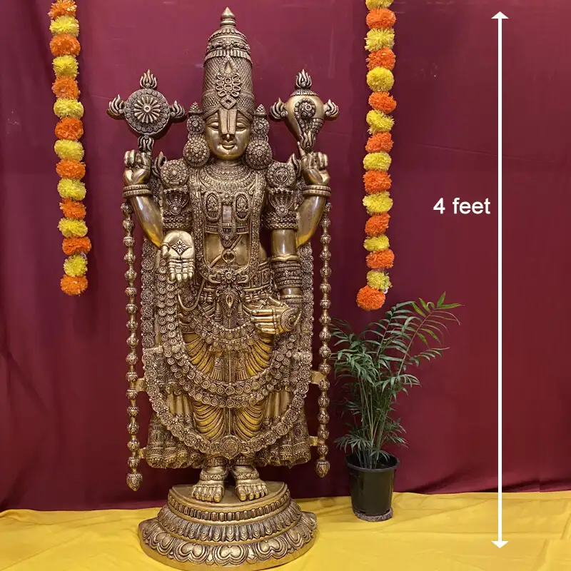 4 feet Brass Thirupati Lord Balaji Idol - image 4
