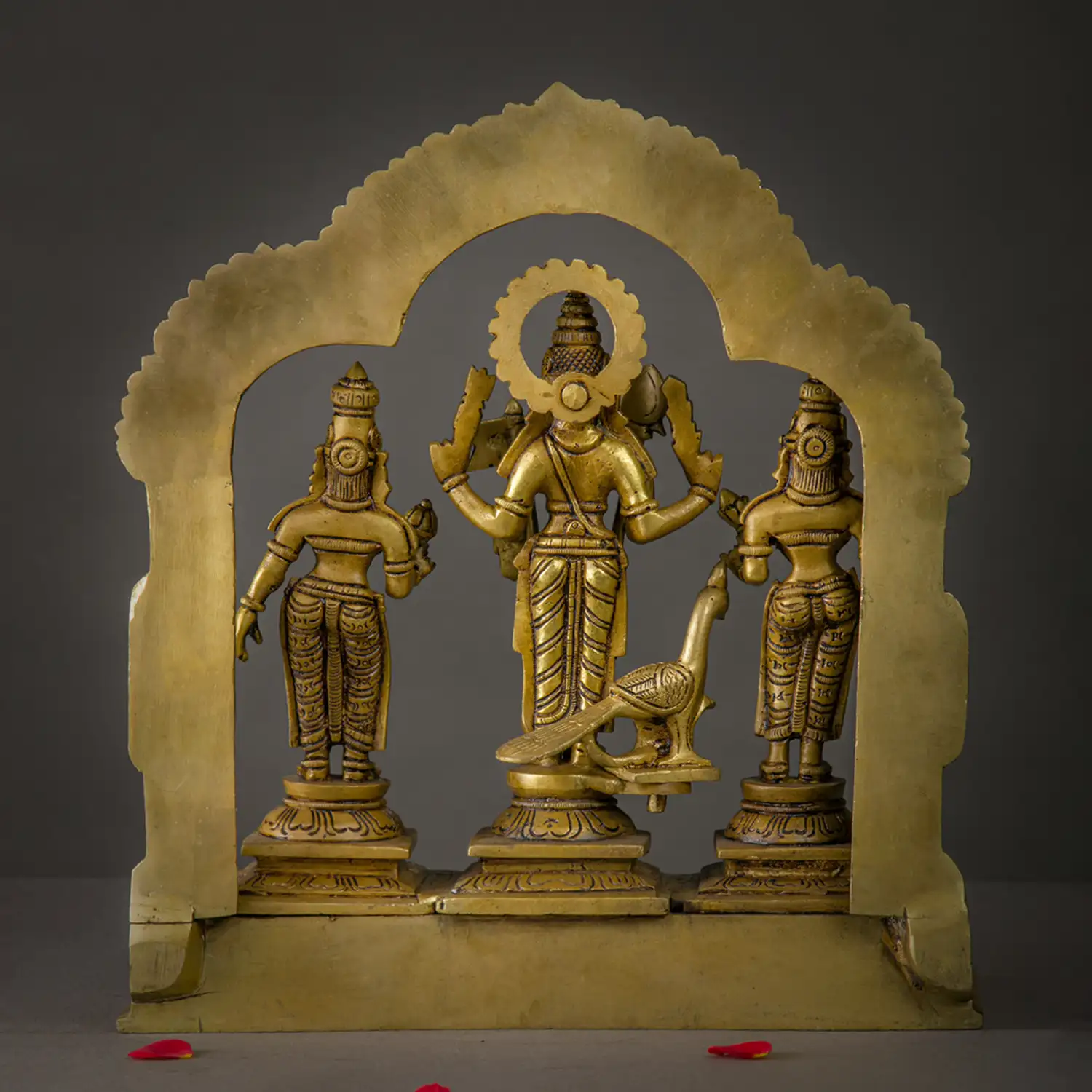 12 inches brass Lord Murugan Valli Deivanai idol with thiruvachi - image 4