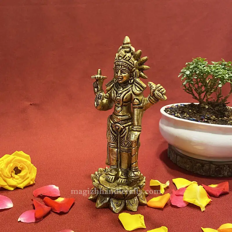 6 inches Brass Lotus Lord Vishnu Idol - secondary