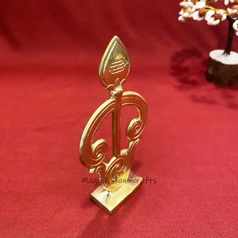 5 inches Brass Tamil OM vel with base - secondary