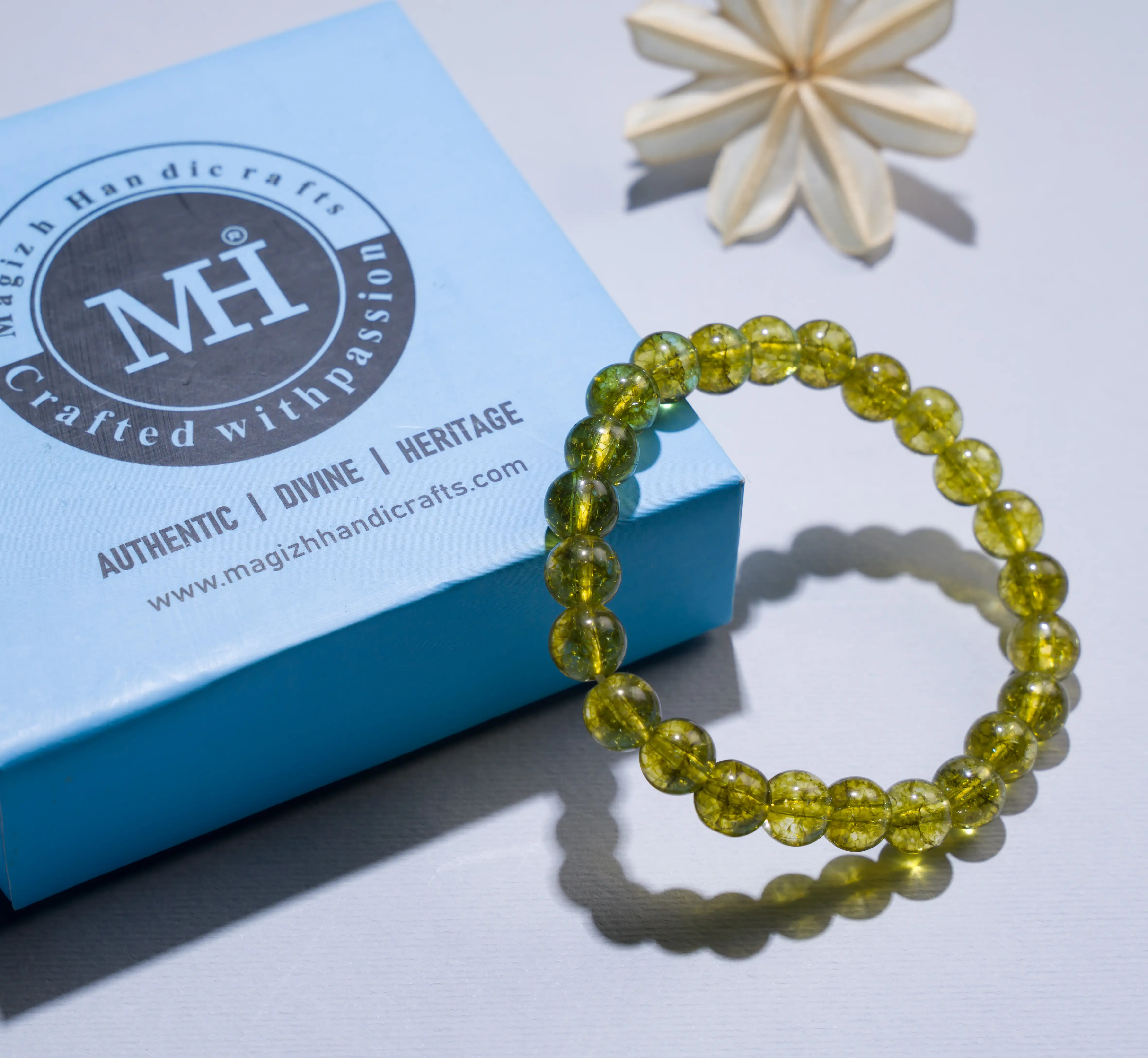 8mm Peridot Crystal Bracelet - image 3