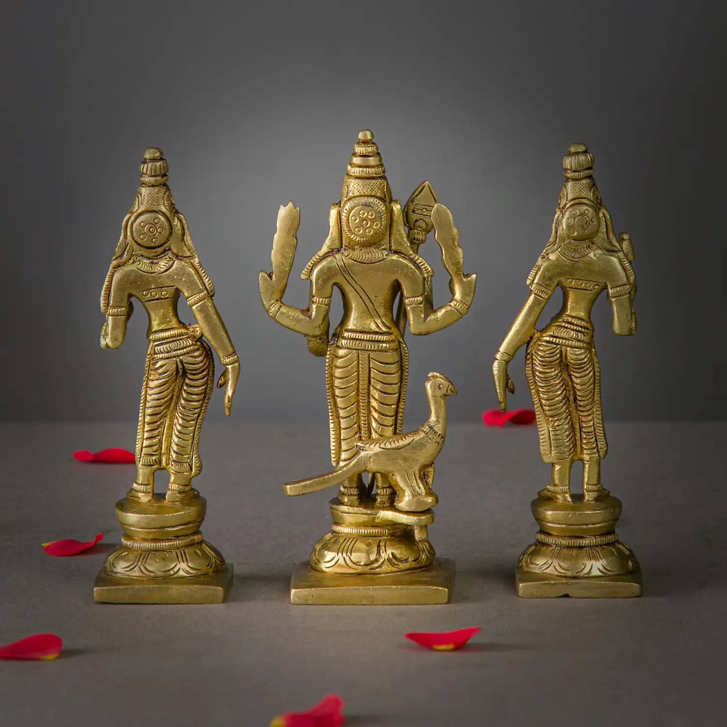 5.5 inches brass god Murugan Valli Deivanai idol - image 3