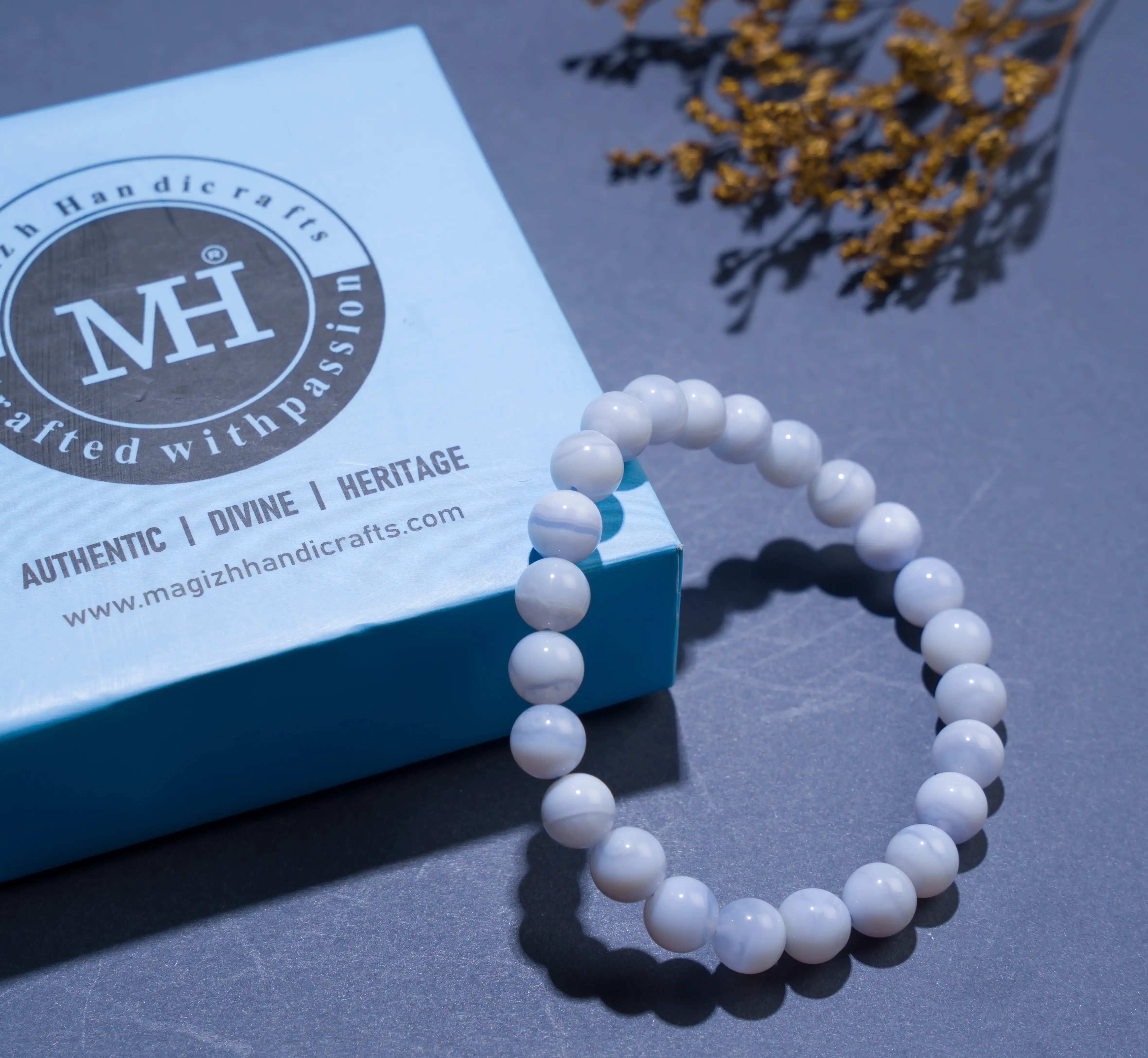 8mm Blue Lace Agate crystal Stone bracelet - image 3