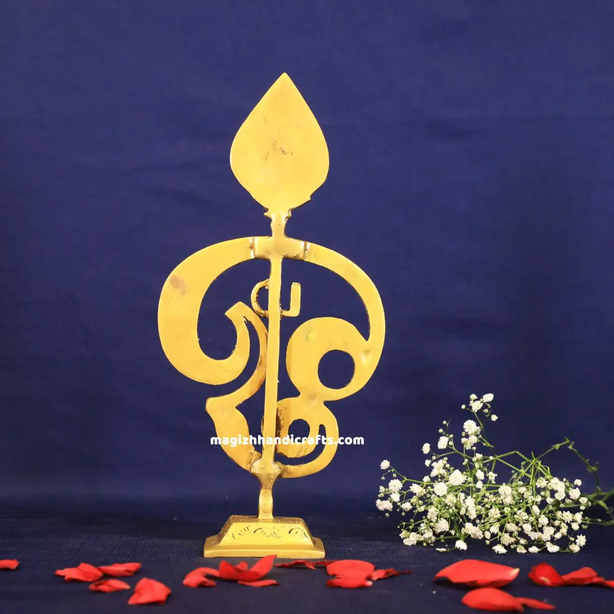 Brass Tamil Om with Vel 10.5 inches - secondary