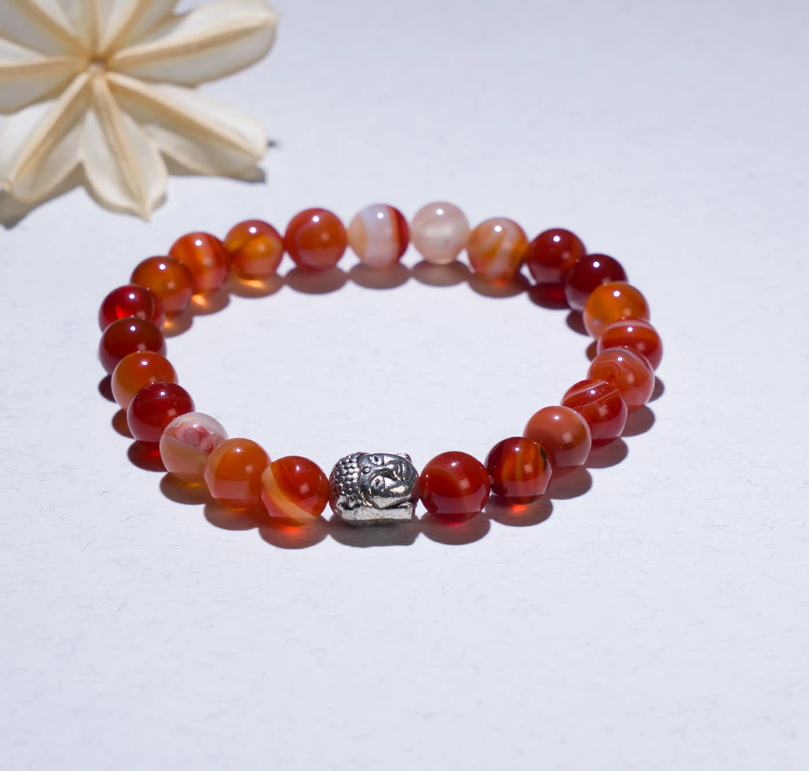 8mm Carnelian Crystal bracelet with buddha