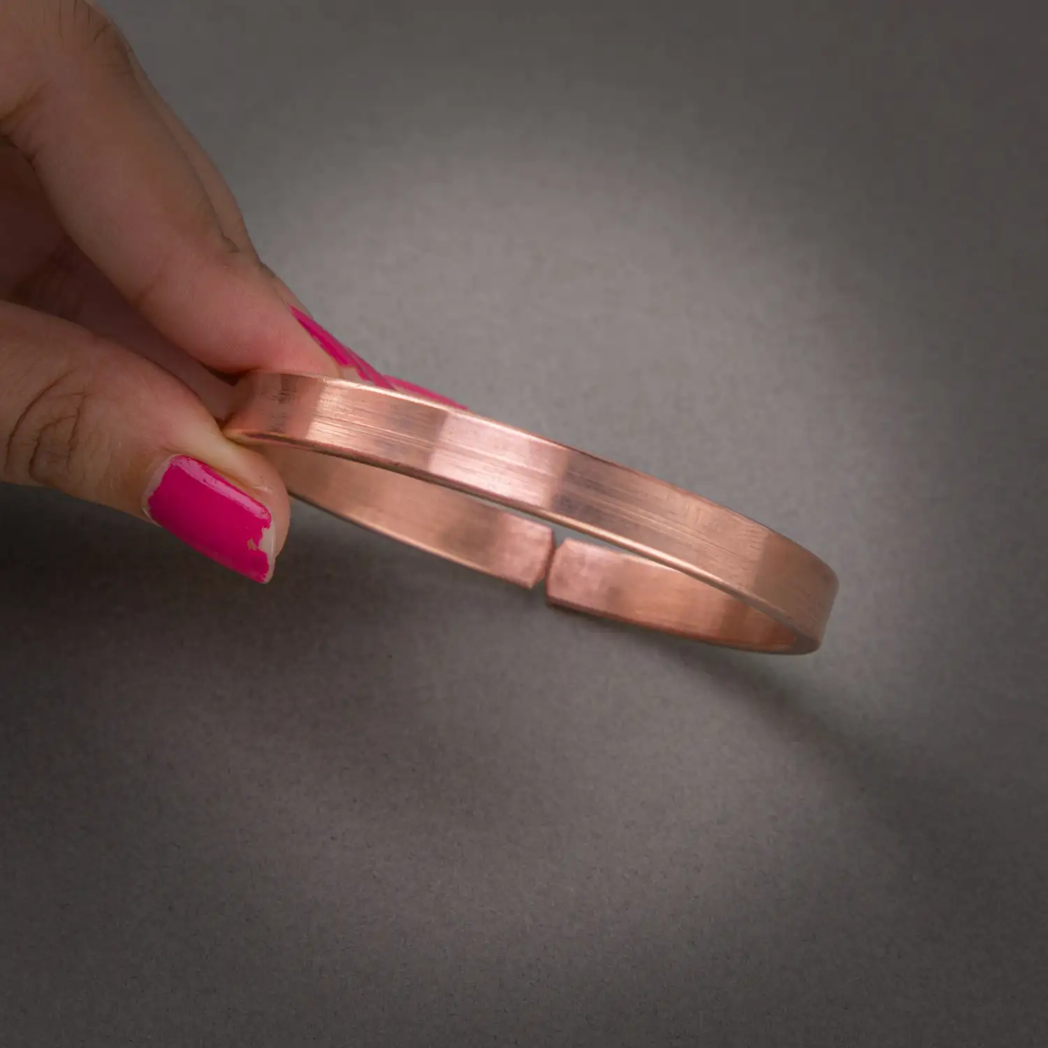 Pure Copper Bracelet Plain Kappu Kada Bangle For Men Flat - 8mm - image 3