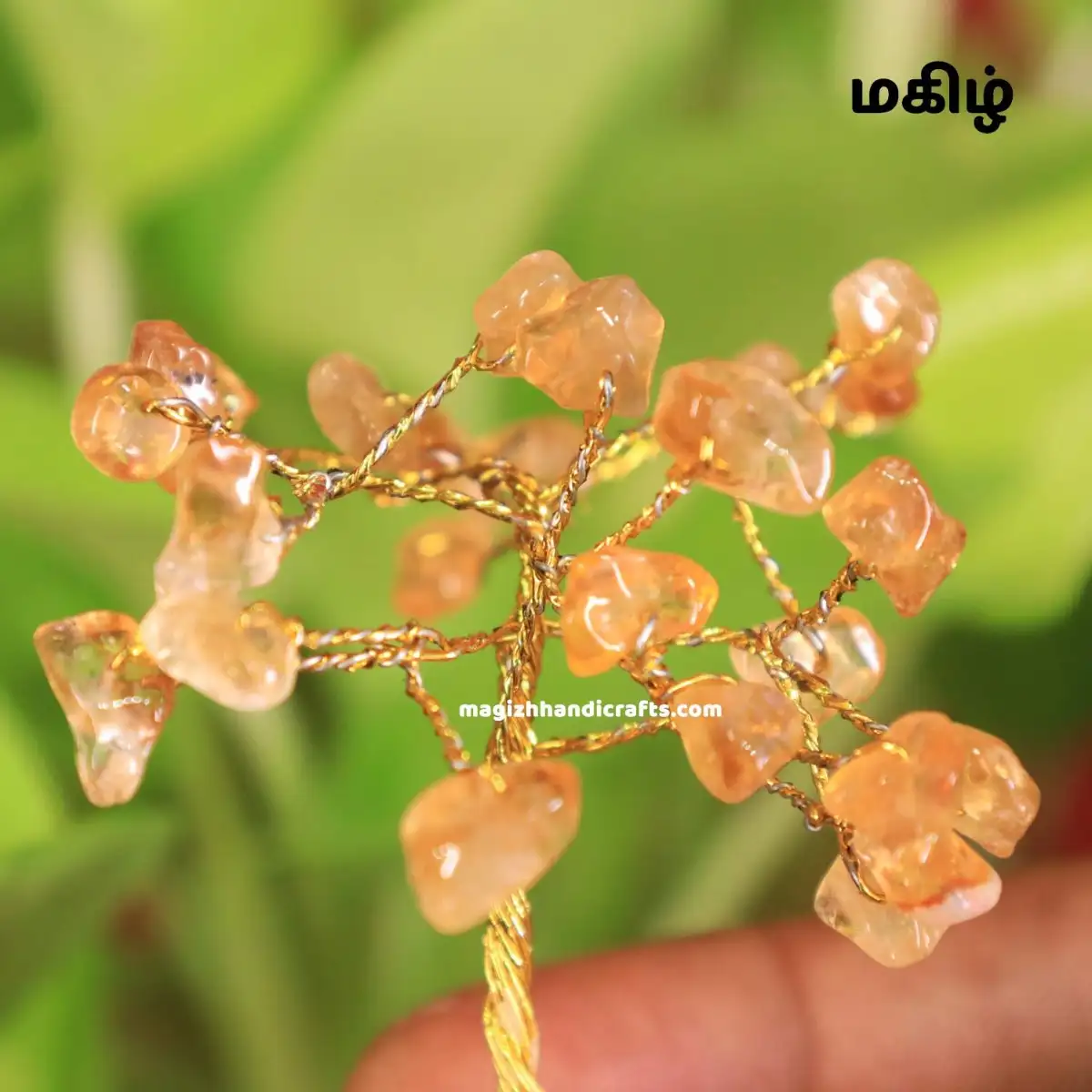 Mini Citrine crystal stone tree - 25 beads - secondary