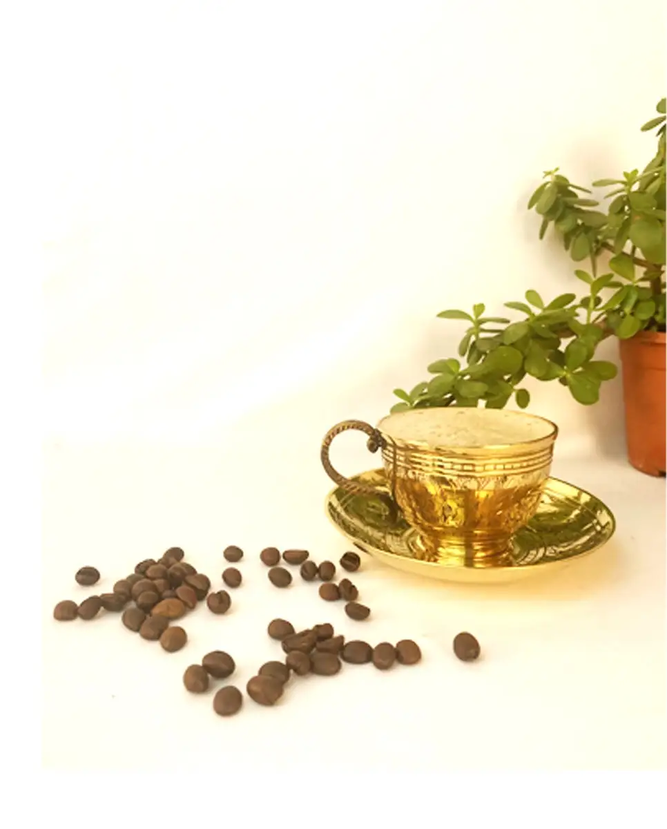 Brass premium quality etching Designer coffee | tea cup and Saucer Combo gifting - image 4