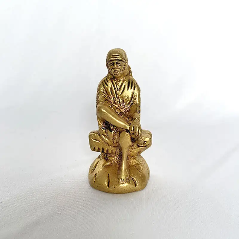Brass Sai Baba lord idol for pooja room and car dashboard 2 1/2 inches - secondary